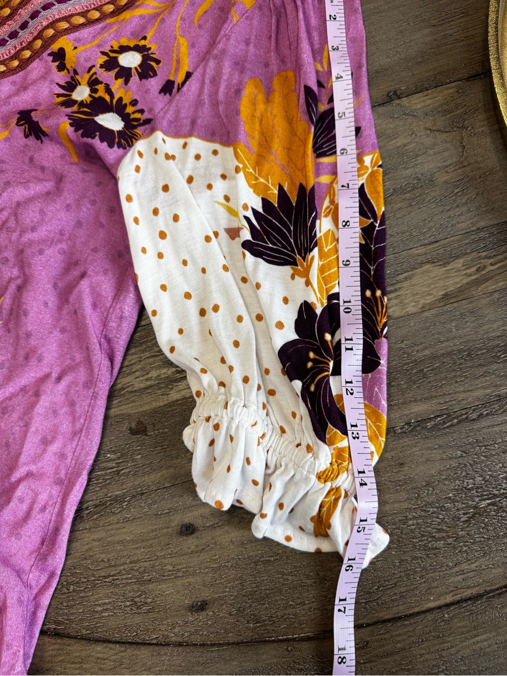 Blank London XL Embroidered Floral Boho Tunic Top Purple V Neck Peasant - Picture 4 of 6